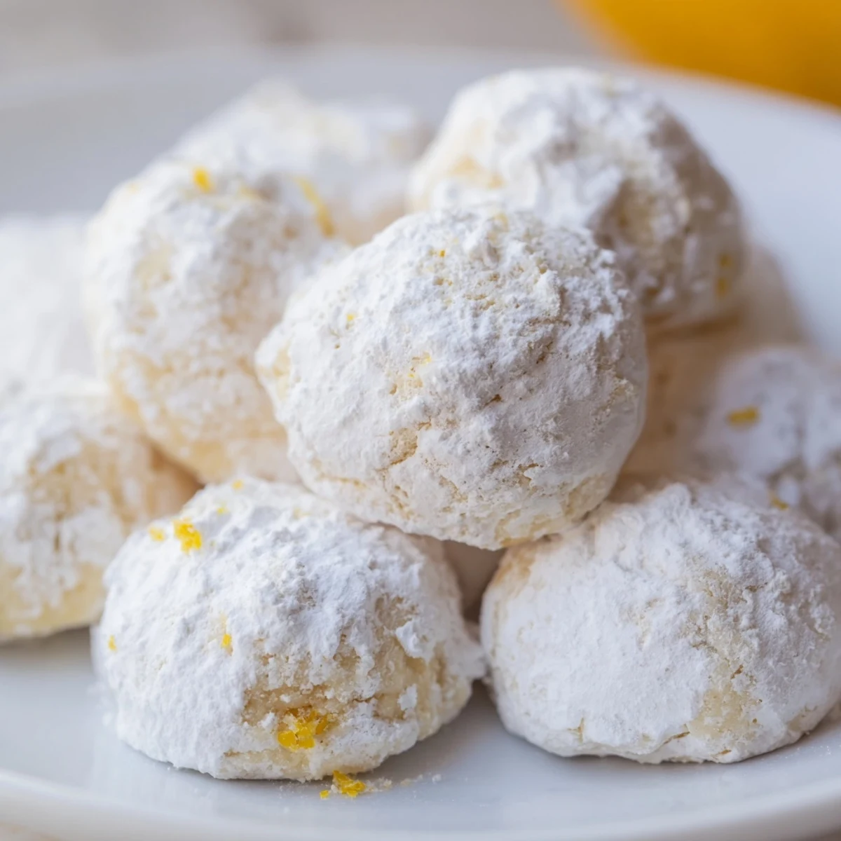 Melt-in-your-mouth Lemon Meltaways with golden edges on a parchment-lined baking sheet