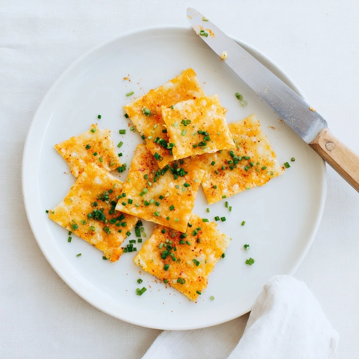 Ultra-crispy baked cheese and herb snack squares with golden brown edges