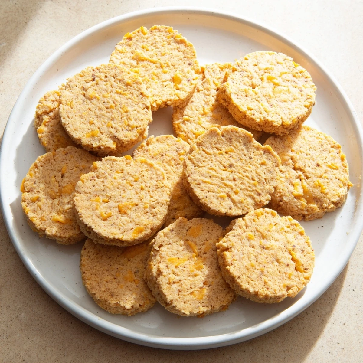 Golden brown protein biscuits fresh from the oven with visible cheese shreds