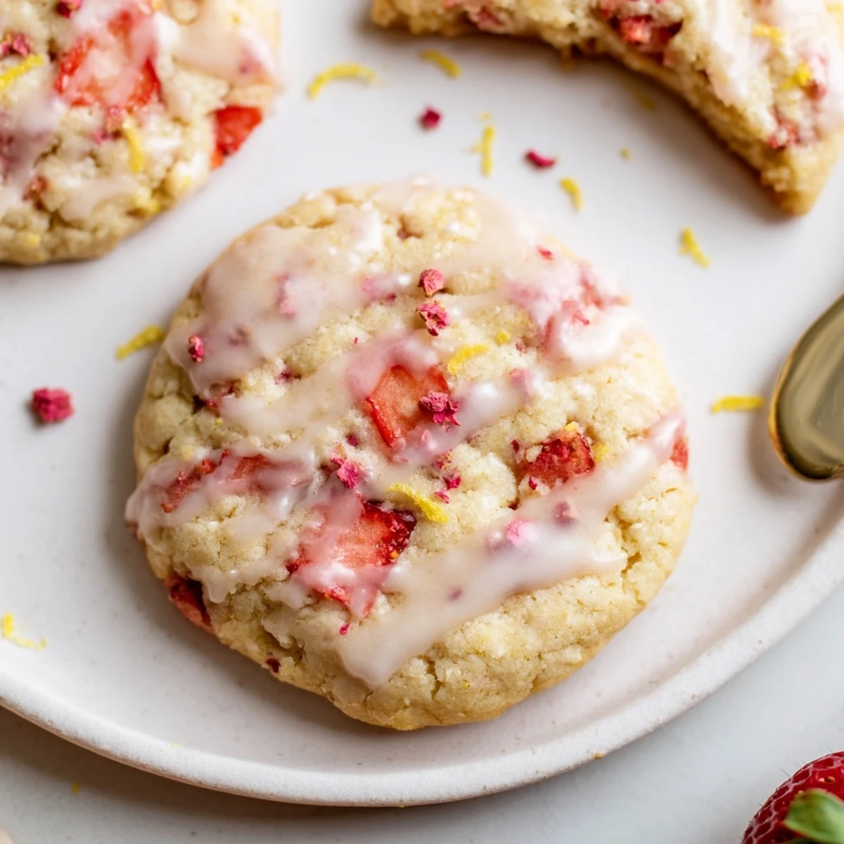 Strawberry Lemonade Cookies, soft and chewy with tangy lemonade glaze  