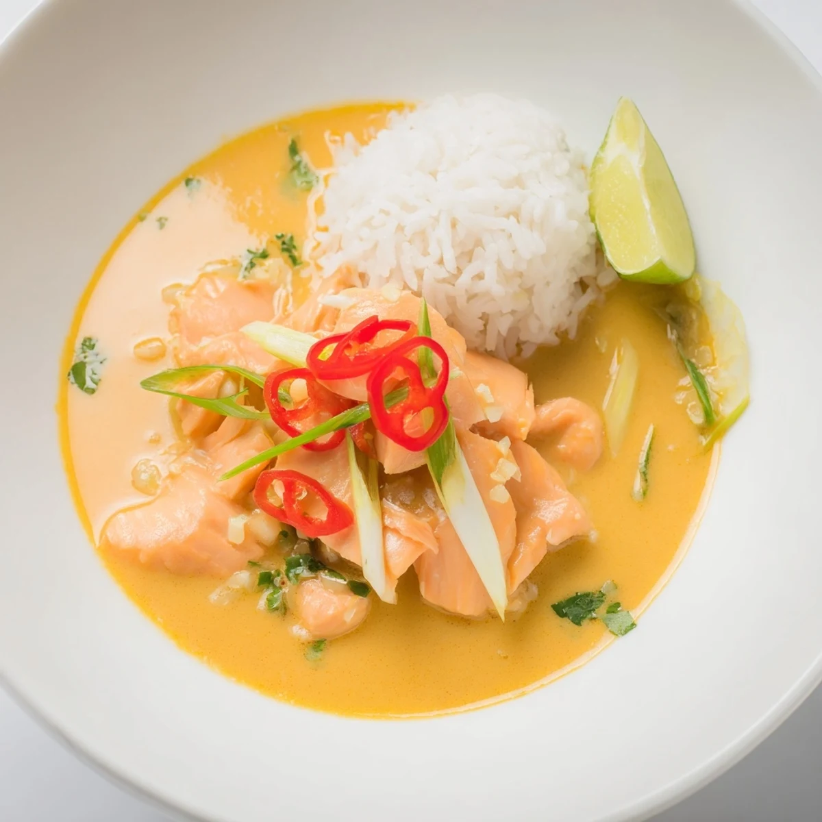 Silky salmon fillets gently poached in fragrant broth for Coconut Lime Poached Salmon Dinner