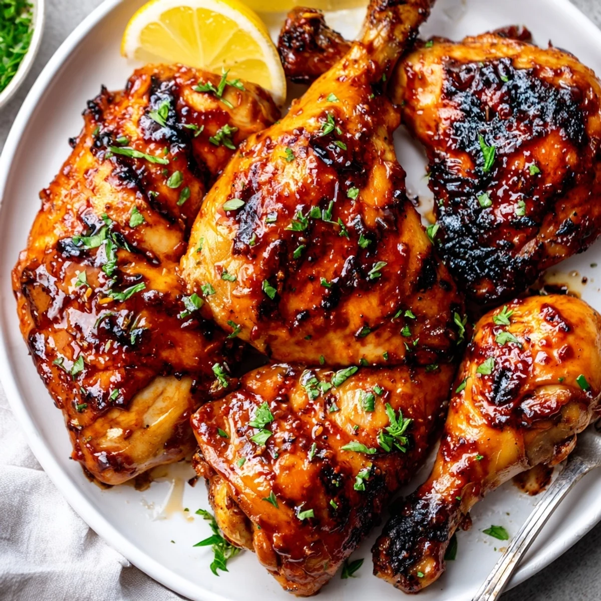 Juicy grilled Peri Peri Chicken with smoky paprika aroma and parsley garnish