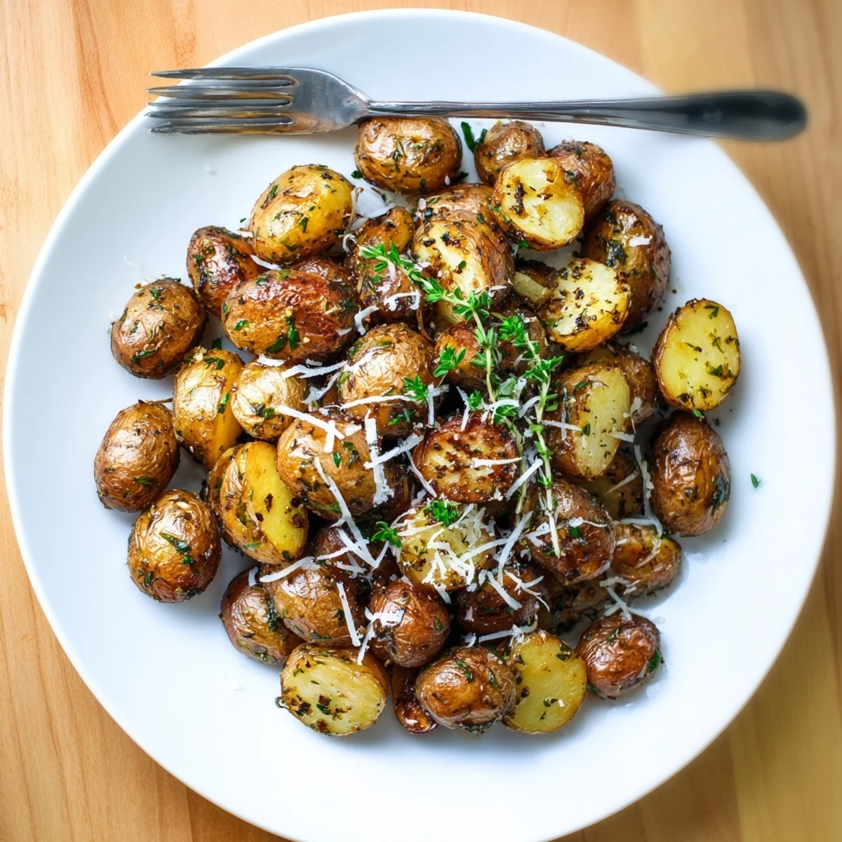 Herb Seasoned Grilled Potatoes In Foil steaming with browned edges, fragrant herbs.
