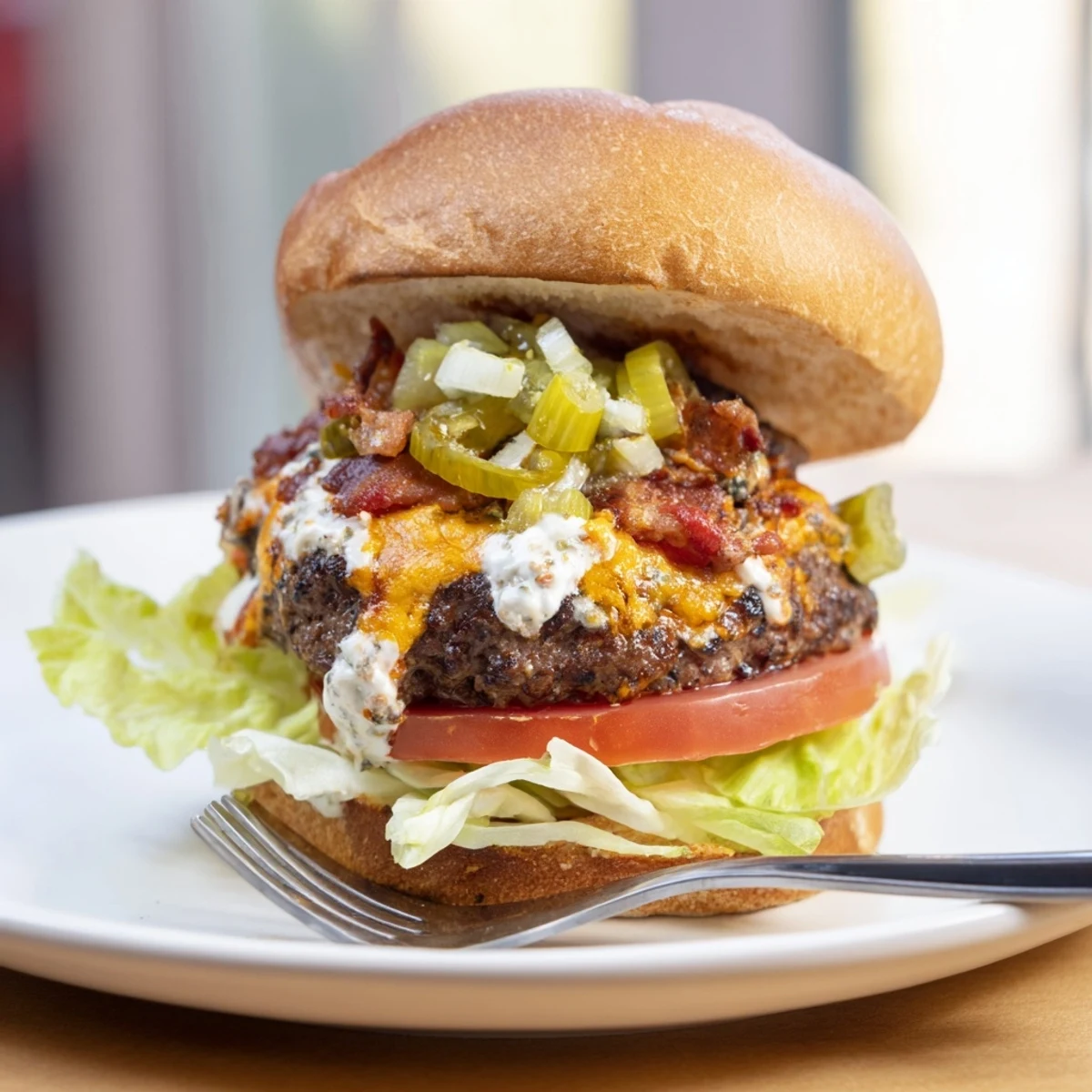 Grilled Irresistible Crack Burgers oozing creamy cheesy topping and tangy sauce