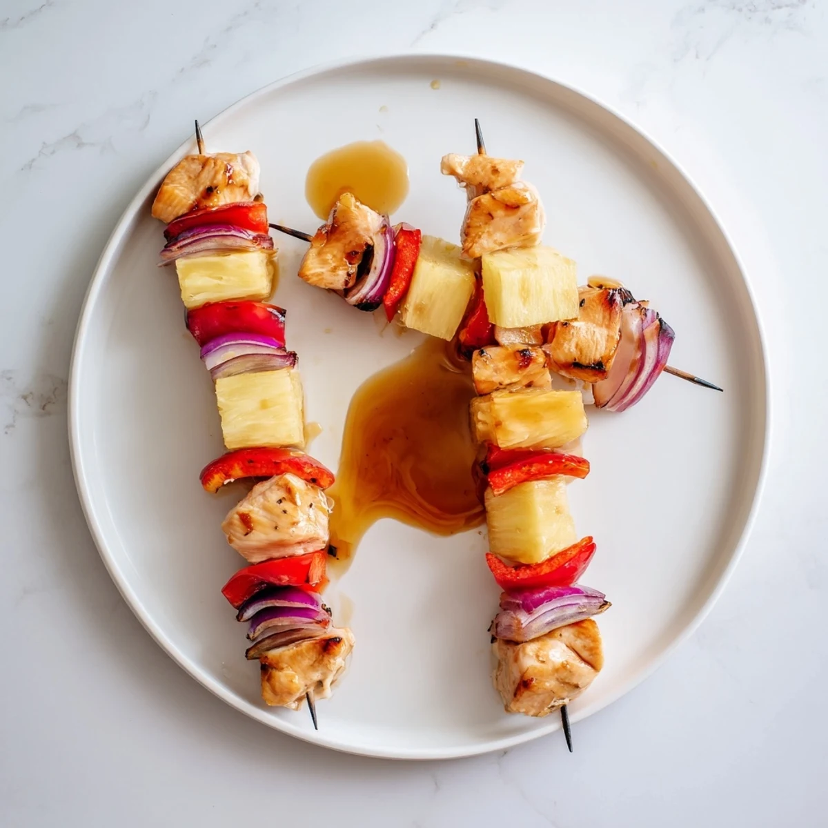 Grilled Pineapple Chicken Kabobs with smoky char marks and sweet pineapple glaze