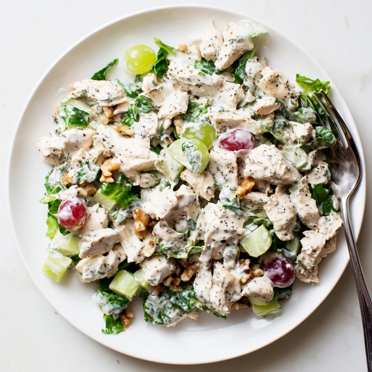 Bright Chicken Salad With Creamy Yogurt Dressing served chilled with a lemony tang