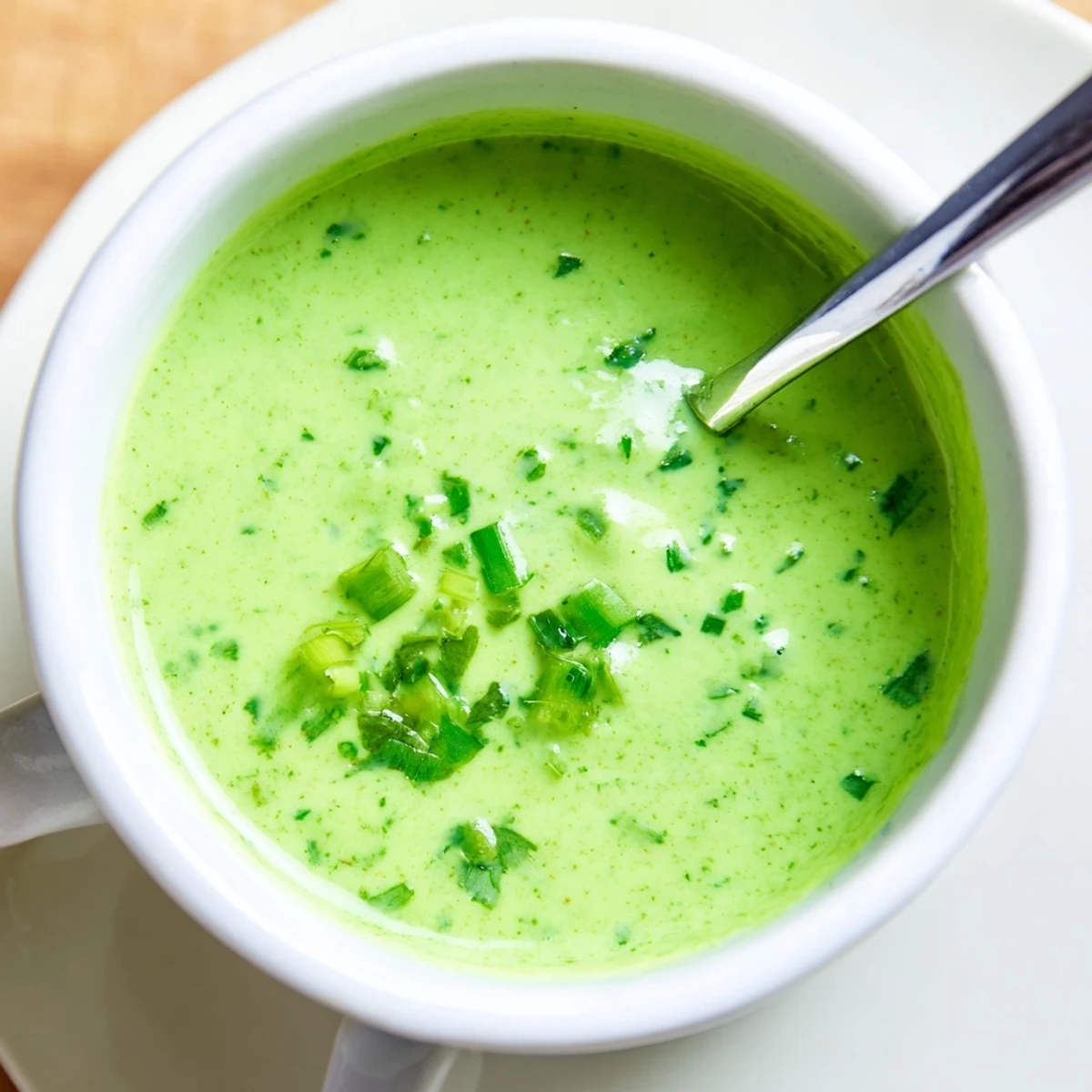 Creamy Peruvian green sauce aji verde drizzled over roasted rotisserie chicken with fresh cilantro visible