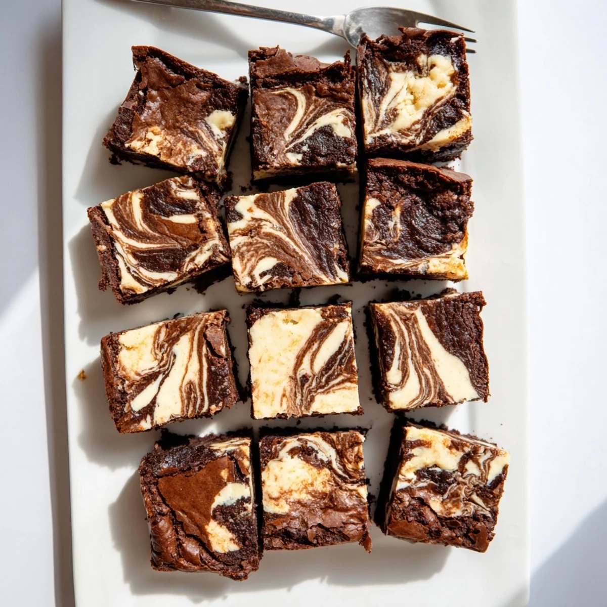 Sourdough cheesecake brownie bars showing creamy cheesecake swirled through rich fudgy chocolate layers