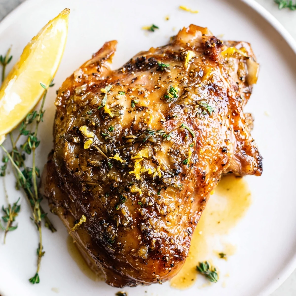 Juicy Lemon Pepper Chicken Thighs marinated with garlic and zesty lemon  