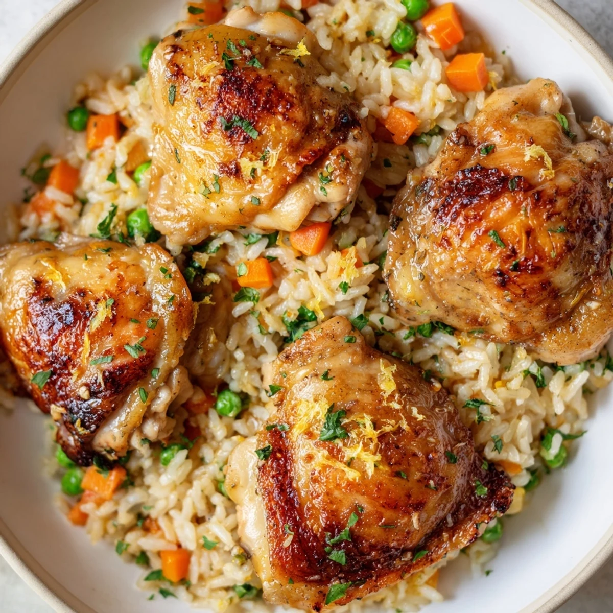 Steaming Slow Cooker Lemon Herb Chicken And Rice, bright lemon aroma and fluffy rice