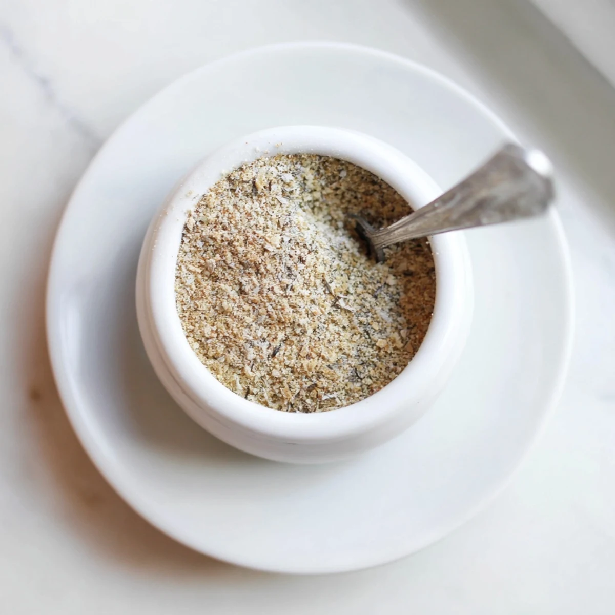 Glass jar of Vegan Chicken Seasoning For Rubs Marinades And Broth, aromatic