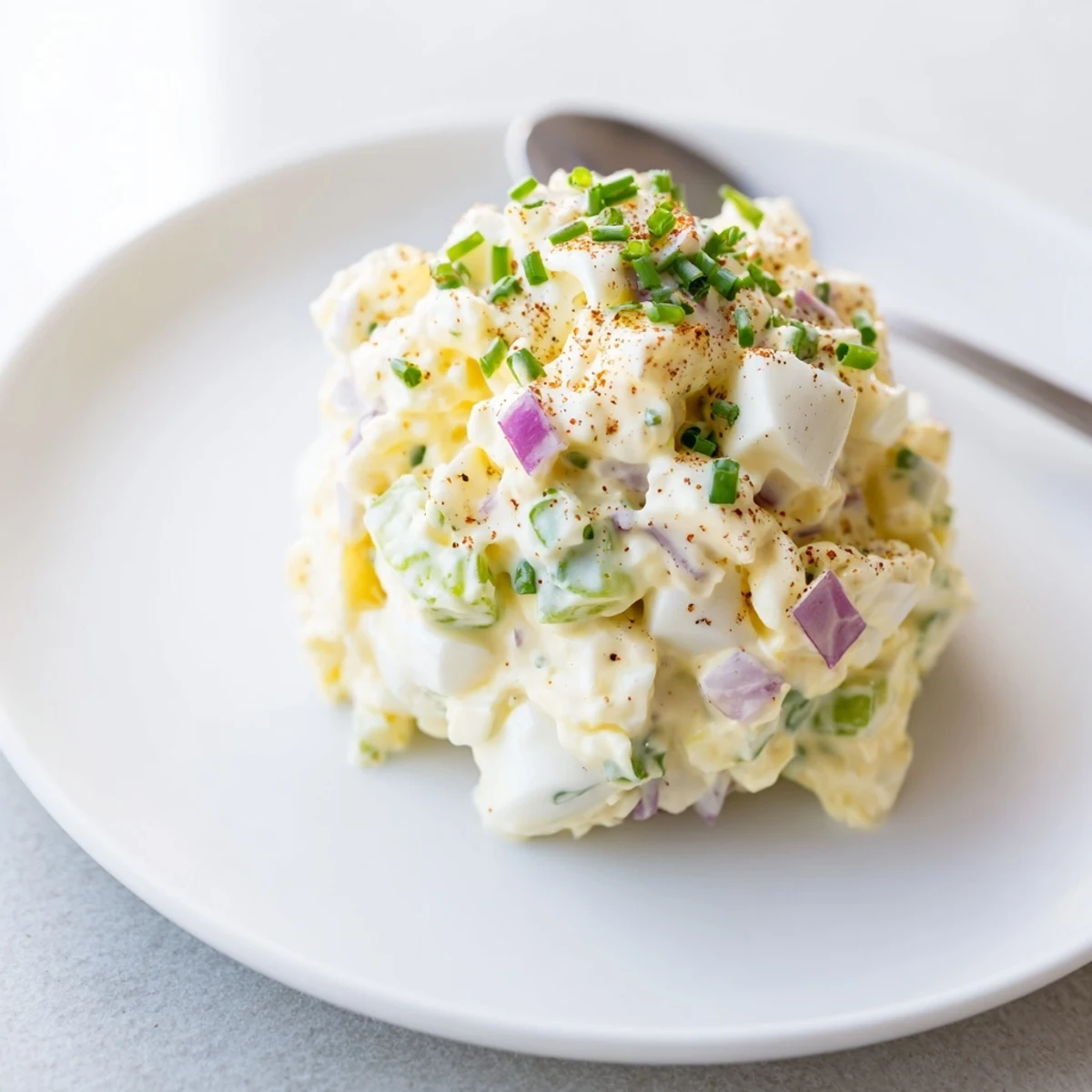 Creamy Classic Egg Salad Recipe on toasted sourdough, sprinkled with paprika.