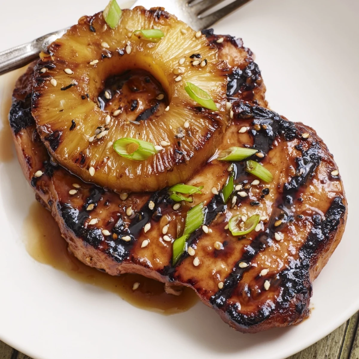 Savory Grilled Aloha Chicken marinated in sweet pineapple-soy, served with coconut rice