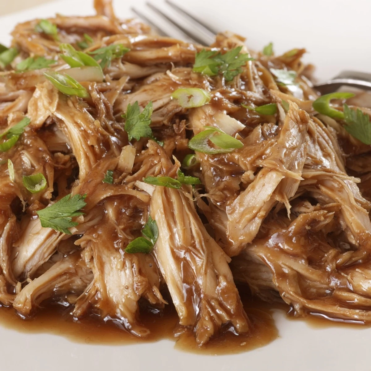 Tender, shreddable Slow Cooker Brown Sugar Garlic Chicken served over fluffy steamed rice