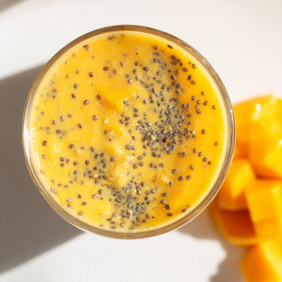 Vibrant mango pineapple smoothie blended with creamy coconut milk and vanilla protein