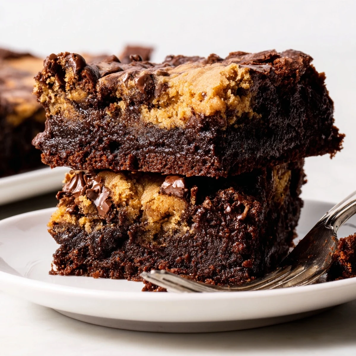 Fudgy chewy brookies bars showcasing marbled chocolate brownie and chocolate chip cookie layers
