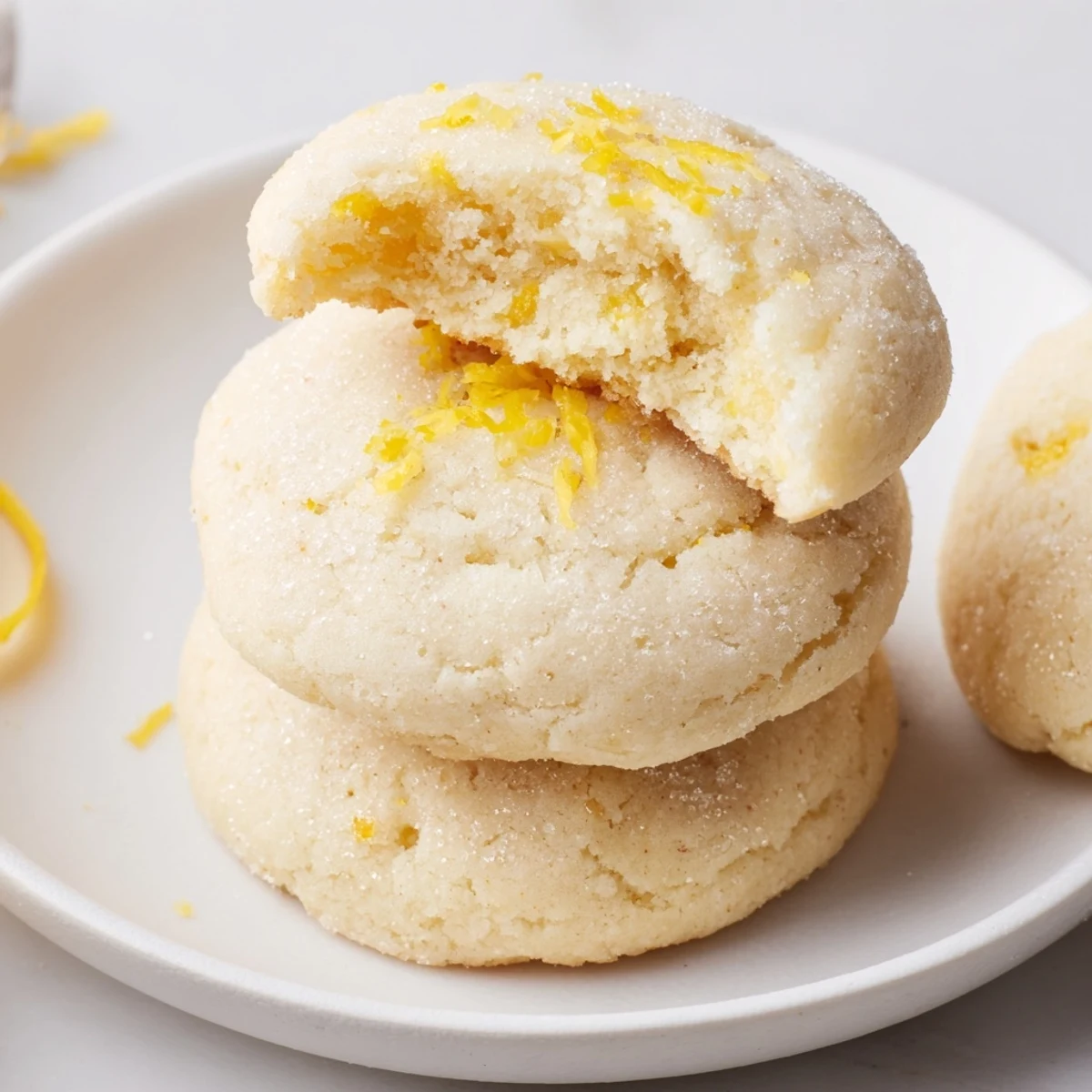 Warm Soft Chewy Lemon Cookies with sticky centers, bright lemon scent