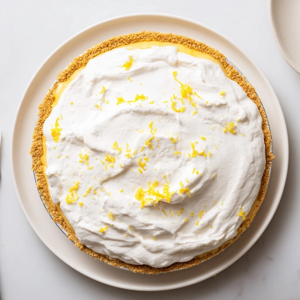 Real lemon pie chilled to perfection with vibrant yellow filling and toasted edges