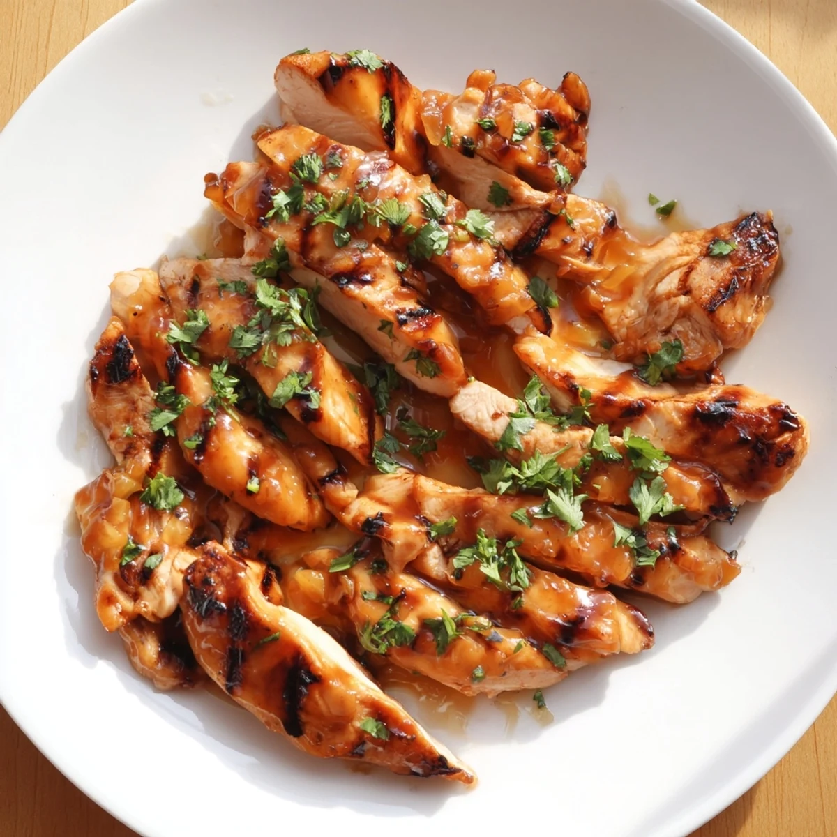 Charred chicken basted with tangy mango pineapple sauce on a summer grill platter