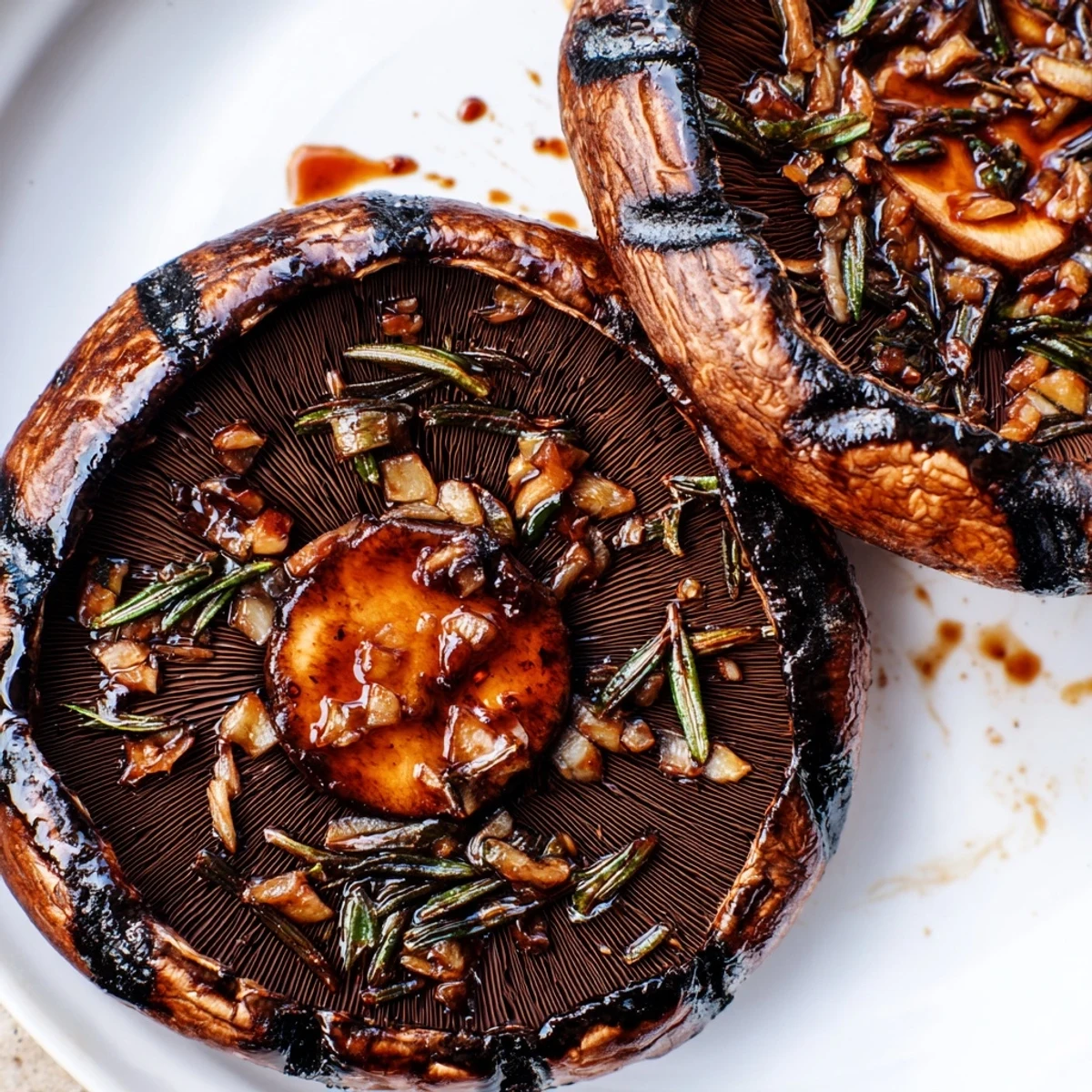 Tender smoky Portobello steaks recipe served alongside creamy mashed potatoes and fresh grilled vegetables