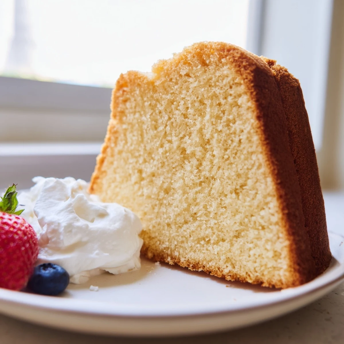 Classic pound cake cooling on a wire rack with a crackled golden crust