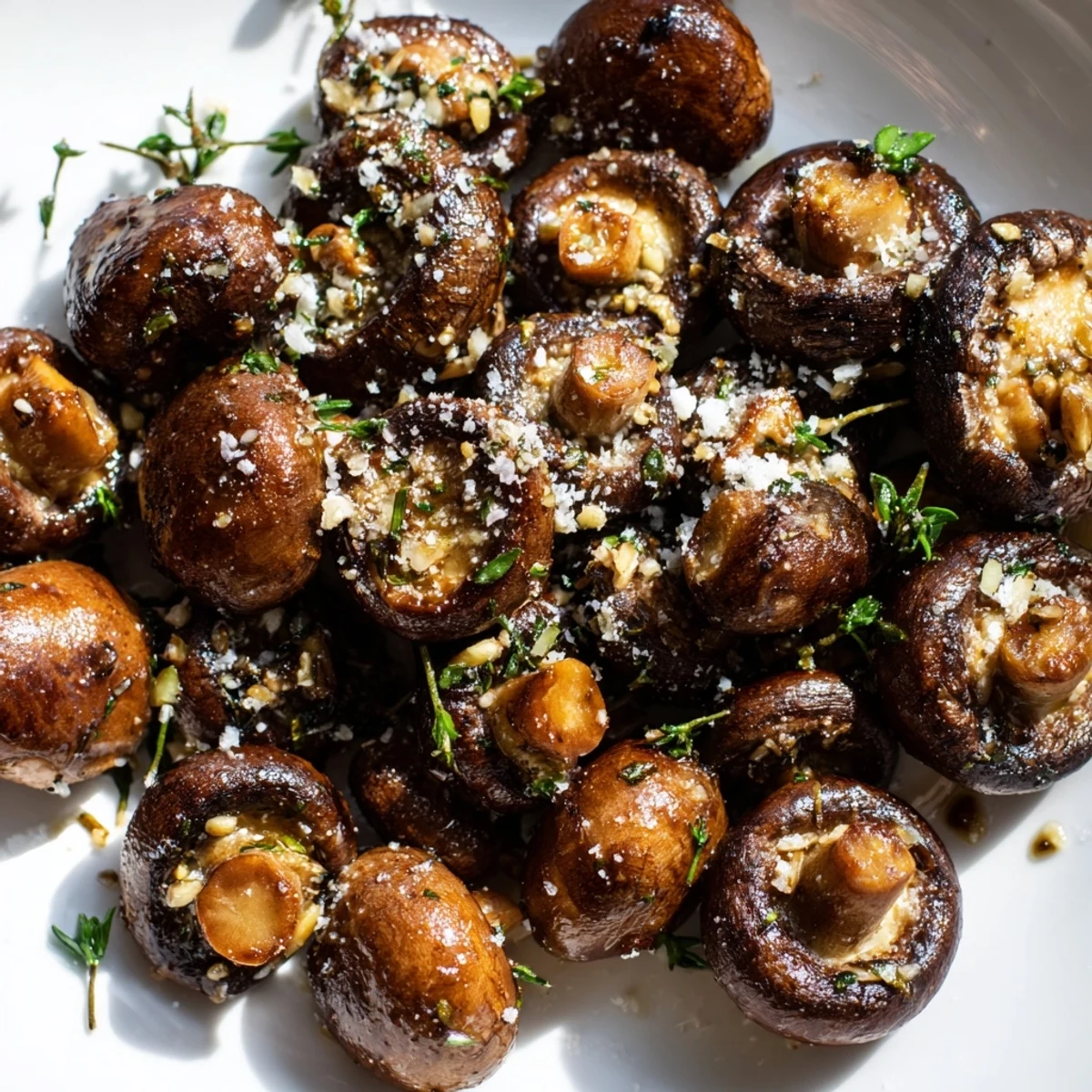Charred tender garlic mushrooms sautéed with parsley and topped with Parmesan