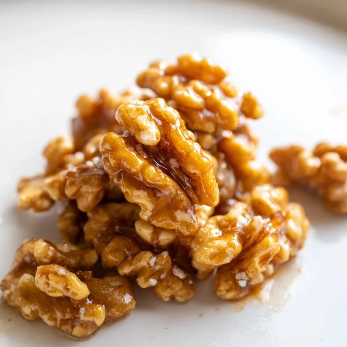 Warm maple cinnamon walnuts scattered over a crisp autumn salad with cranberries