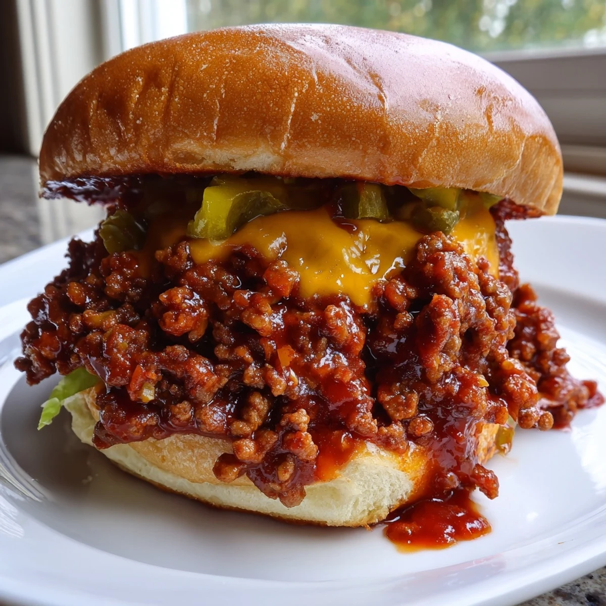Juicy Smash Burger Sloppy Joes with melted cheddar on a golden toasted bun