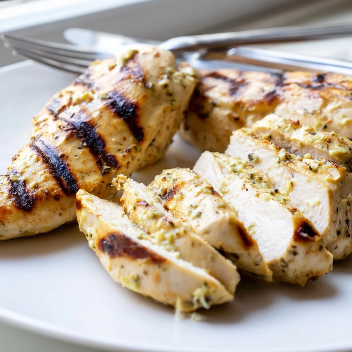 Smoky paprika dusted mayo marinated grilled chicken served alongside fresh lemon wedges