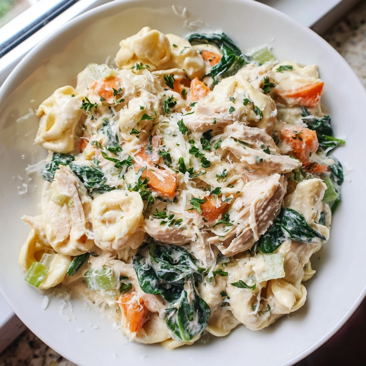 Creamy Crockpot Chicken Tortellini