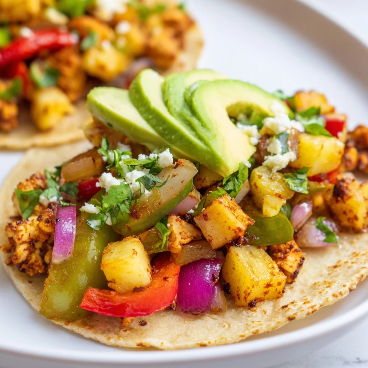 Vibrant taco feast featuring juicy chicken and sweet pineapple in a single pan.