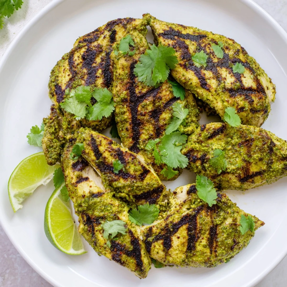 Juicy Cilantro Lime Chicken sliced to reveal tender, flavorful meat inside  