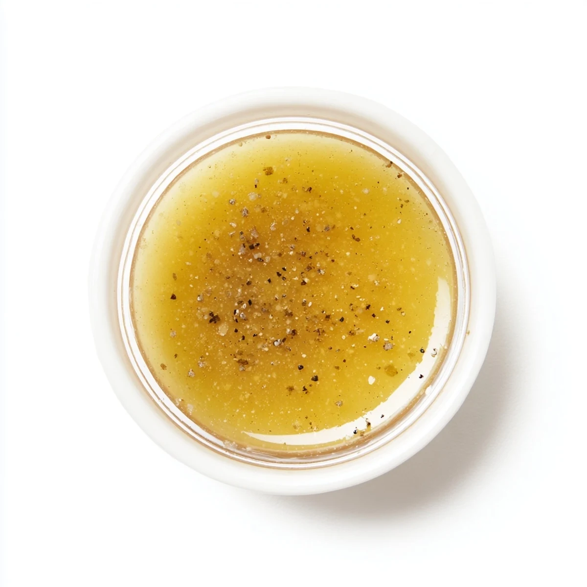 Tangy honey vinaigrette poured over roasted vegetables on a white plate.