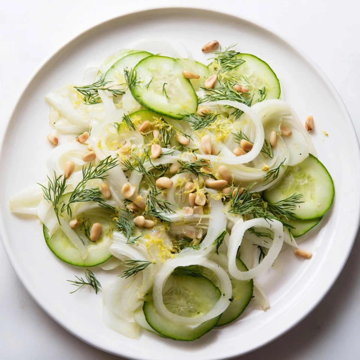 Refreshing Mediterranean salad featuring crunchy fennel and cucumber with a citrus glaze.