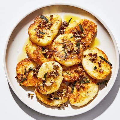Crispy Honey Halloumi appetizer sprinkled with fresh herbs and black pepper for serving.  